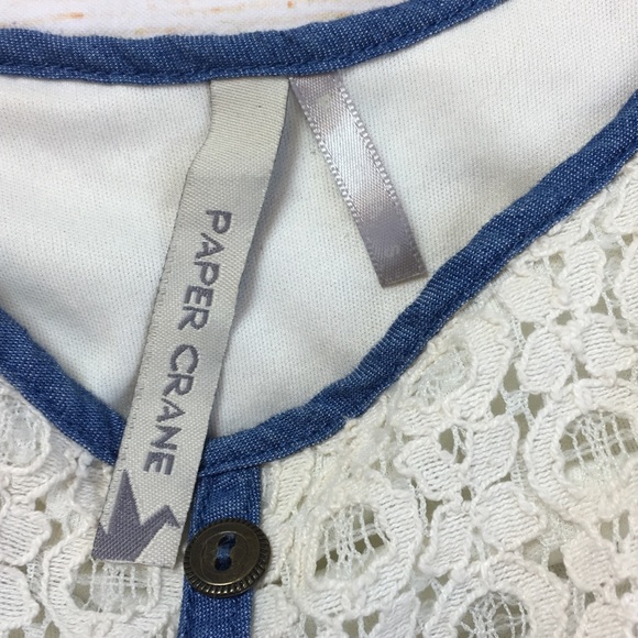 PAPER CRANE Anthropologie lace crop top S boho - Picture 2 of 6